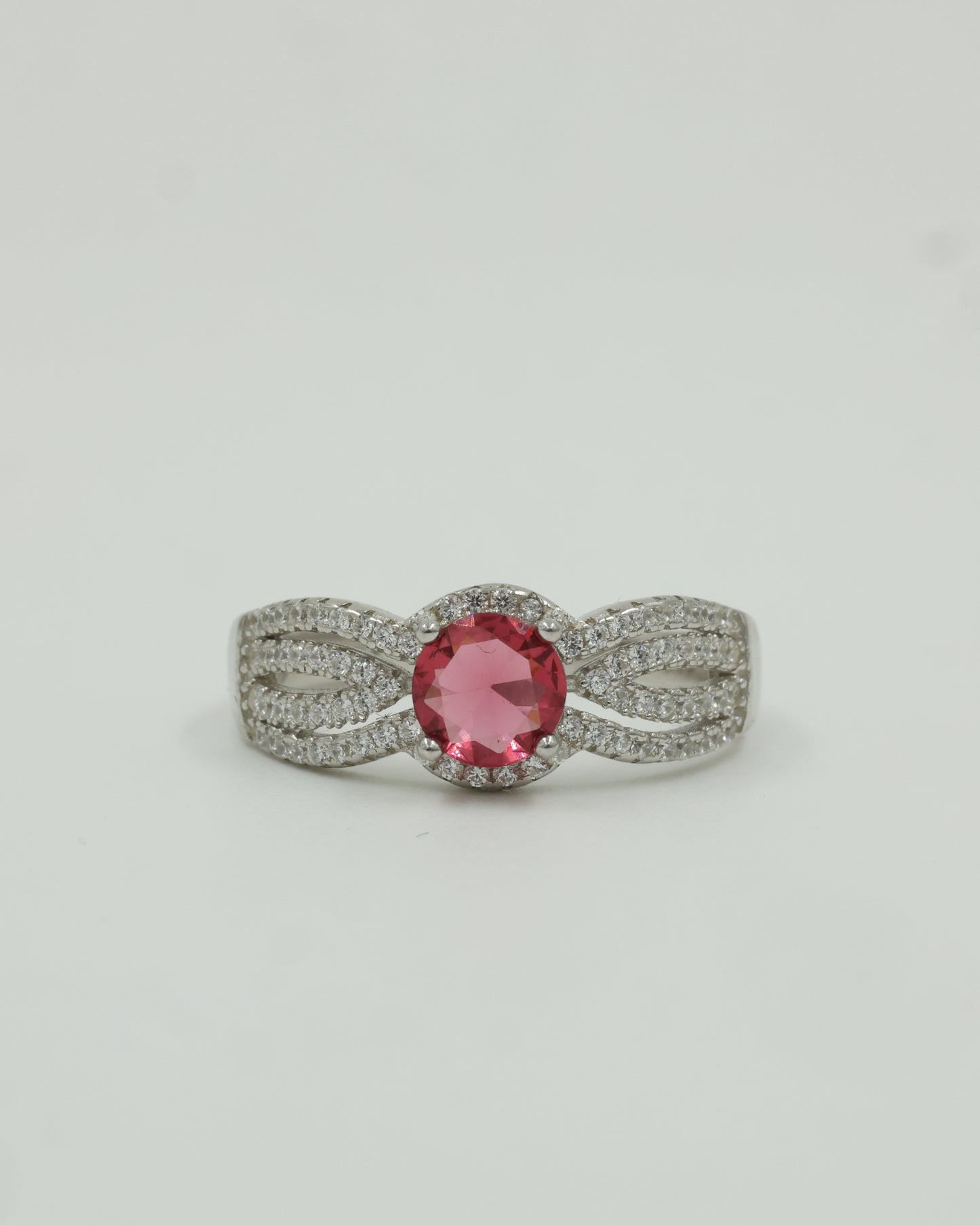 Sparkling ruby silver ring