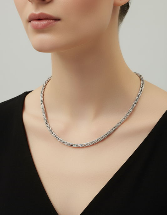 rope chain necklace(triple layered silver color)