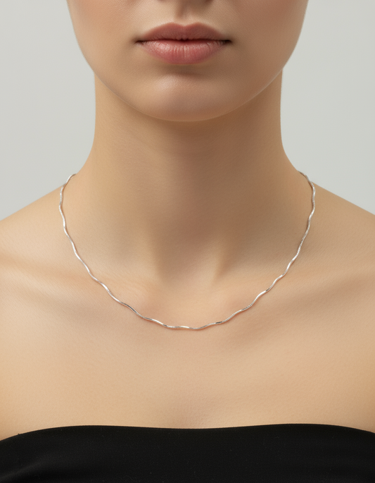 rope chain necklace(single layered silver color)