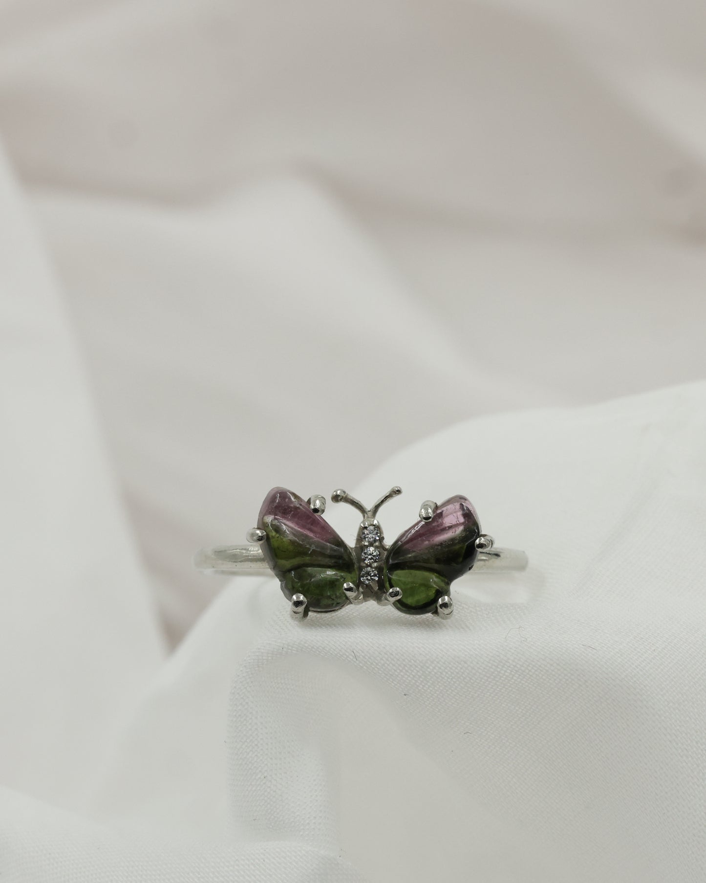 butterfly handcrafted stone carving ring(dark green)