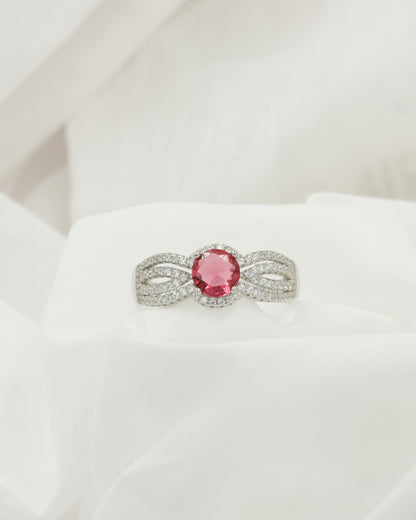 Sparkling ruby silver ring