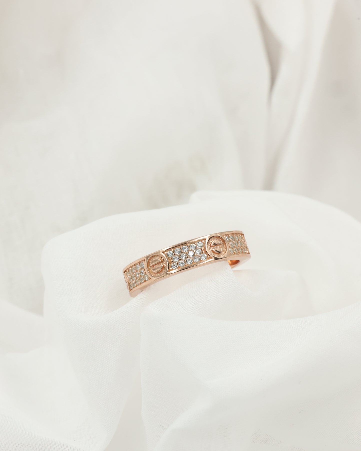 Love Ring Diamond Studded in Sterling Silver