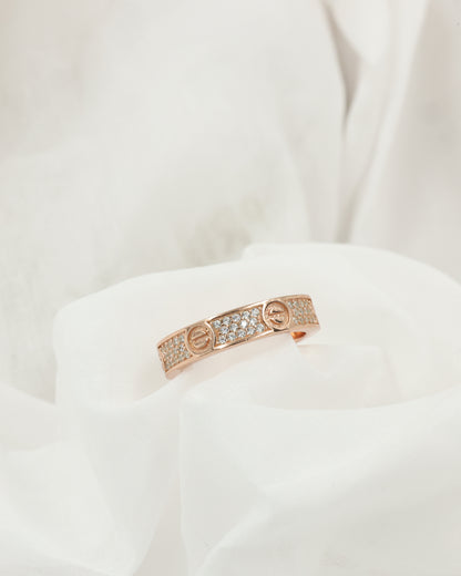 Love Ring Diamond Studded in Sterling Silver