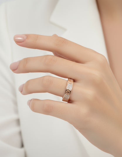 Love Ring Diamond Studded in Sterling Silver