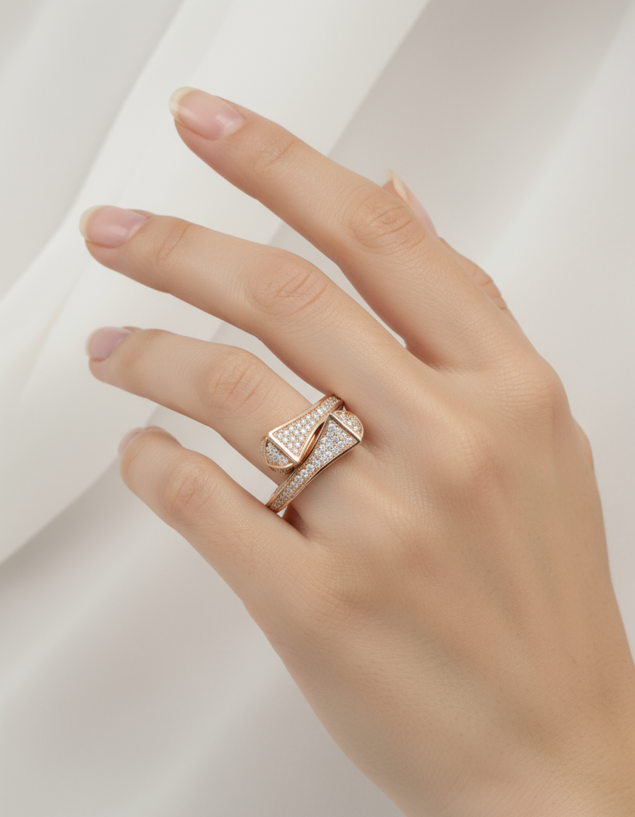 Rose Gold Crossover Diamond ring
