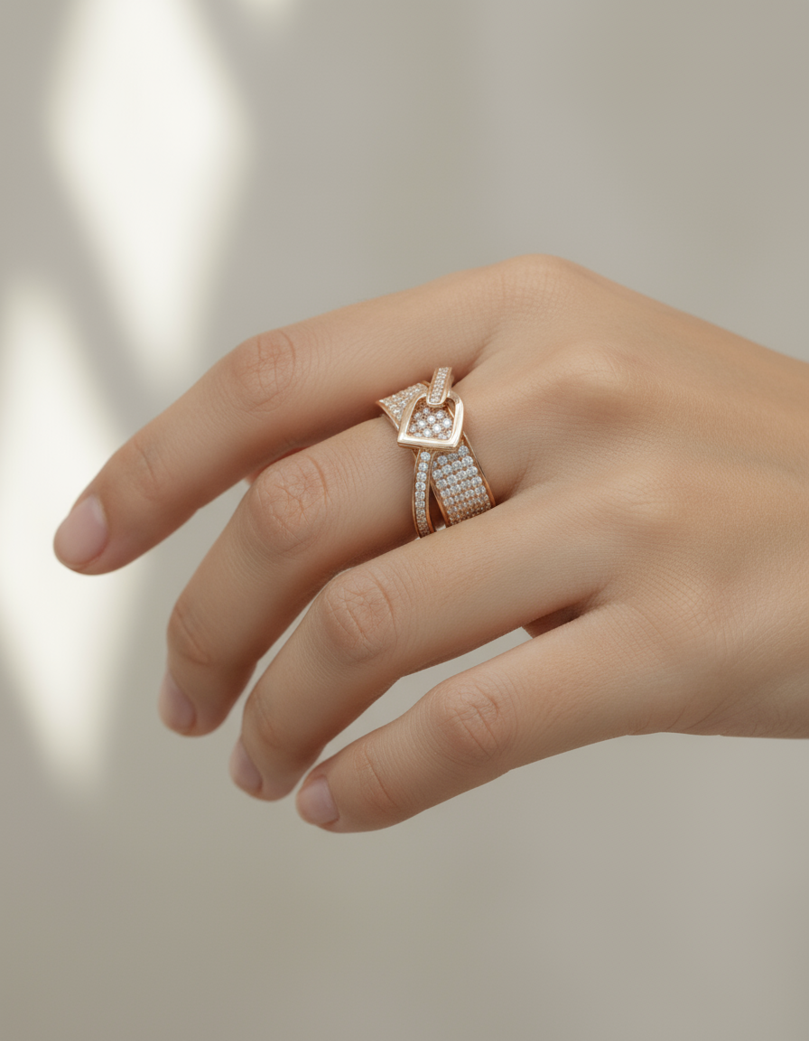 Diamond Studded belt buckle ring