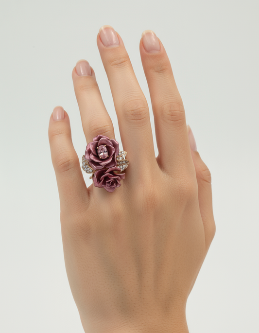 Blush Rose Cocktail  Ring