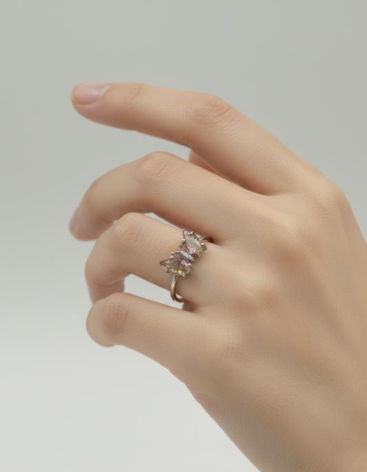 butterfly handcrafted stone carving ring(yellow)
