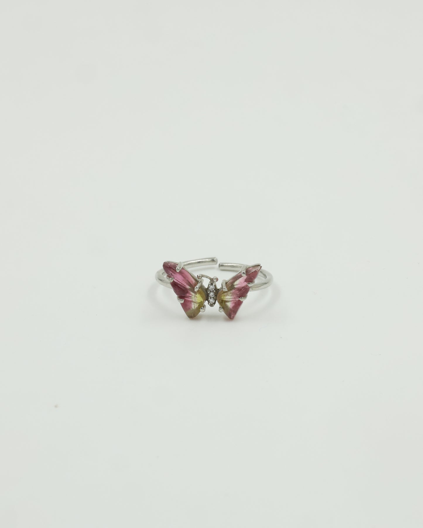 Butterfly handcrafted stone carving ring(pink)