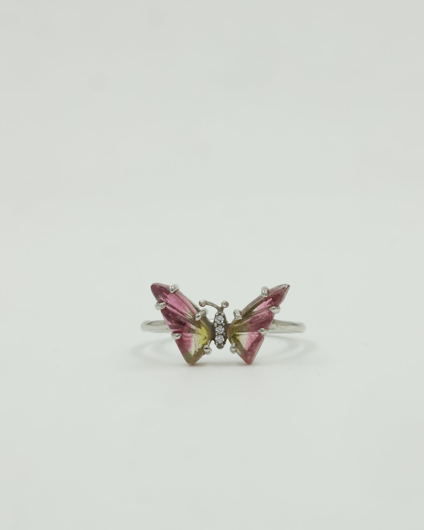 Butterfly handcrafted stone carving ring(pink)