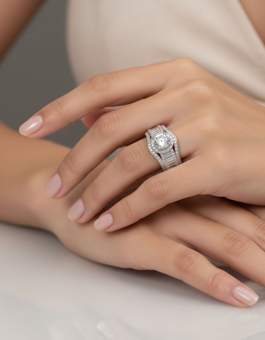 American Diamond Solitaire Ring