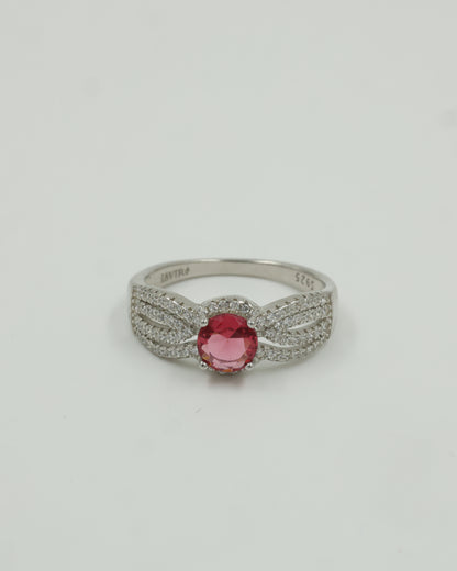 Sparkling ruby silver ring