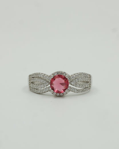 Sparkling ruby silver ring