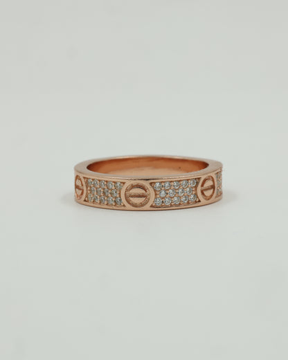 Love Ring Diamond Studded in Sterling Silver